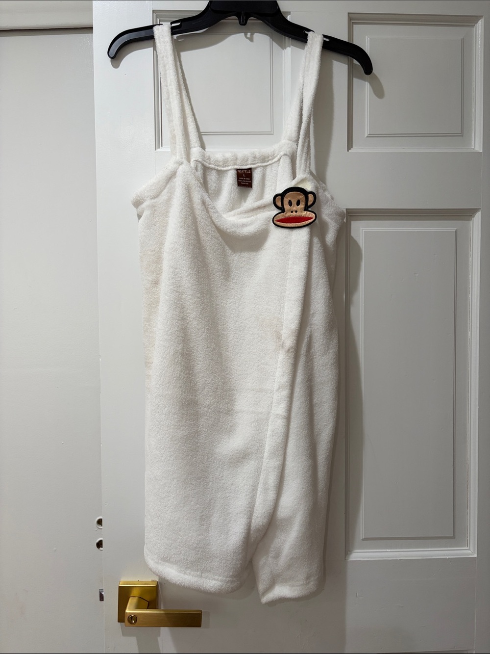 Paul Frank White Terry Strap Romper with Julius Patch Accent